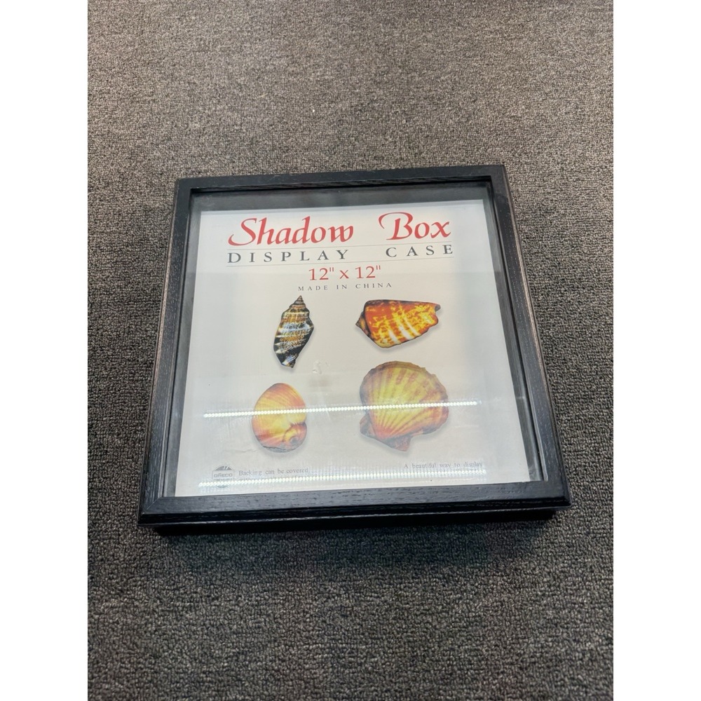 Shadow Box Picture Frame, Dark Wood Display Case, Glass,Linen Back, Collectables